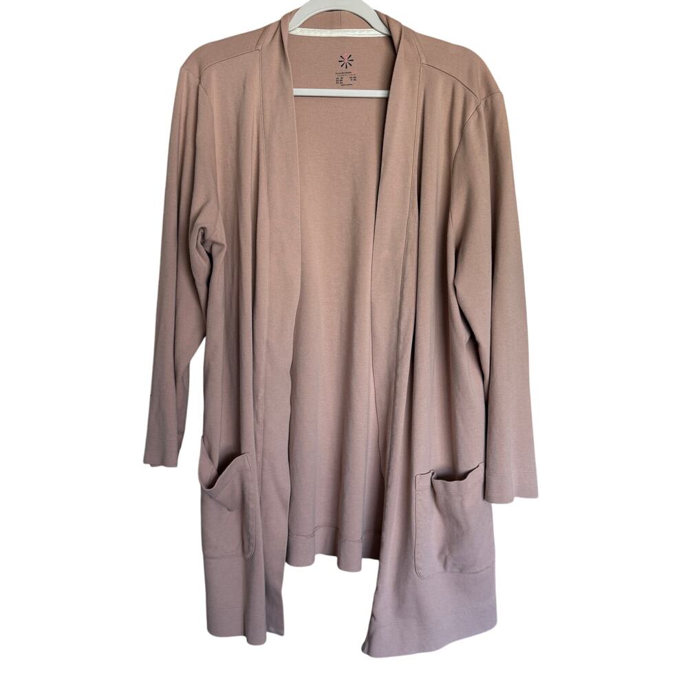 Isaac Mizrahi Live Essentials Size 2XL Open Cardigan Beige Mauve Color Lounge